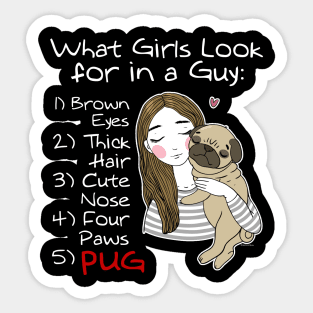 Girls pug Sticker